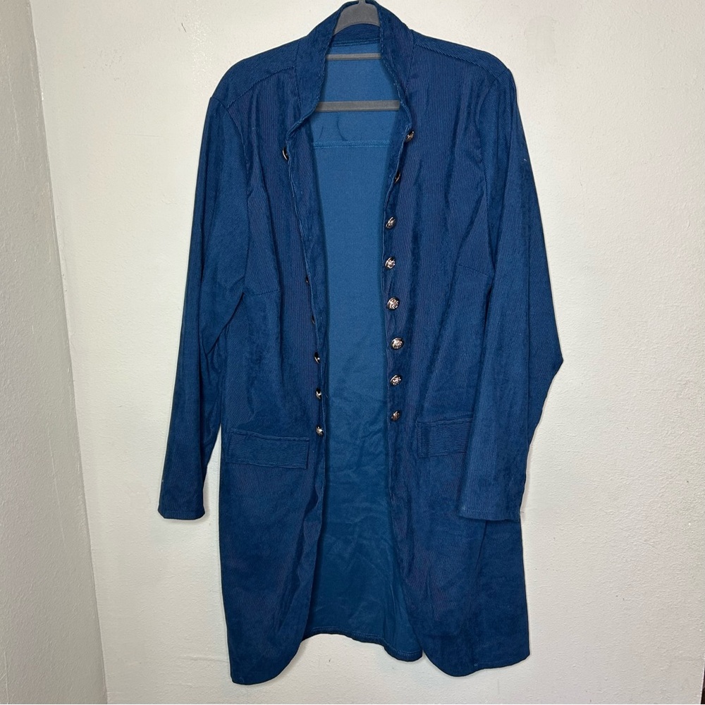 Teal Blue Corduroy Military Style Shacket Size XL